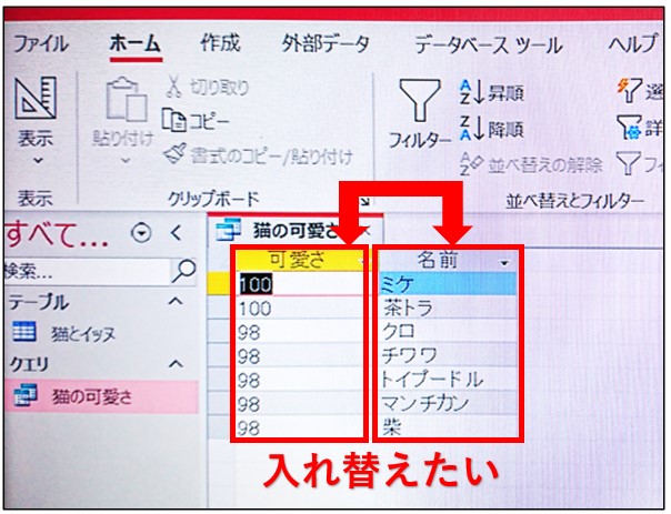 アクセス列の入れ替え方法初心者詳細手順