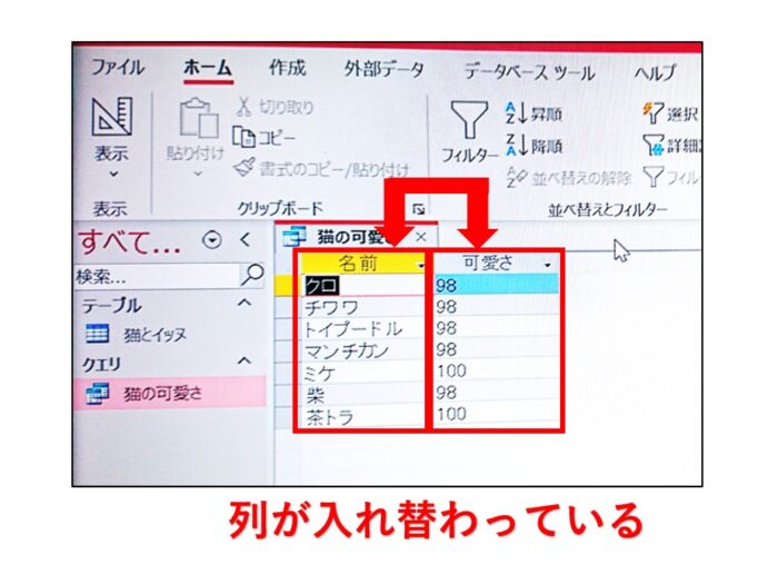 アクセス列の入れ替え方法初心者詳細手順