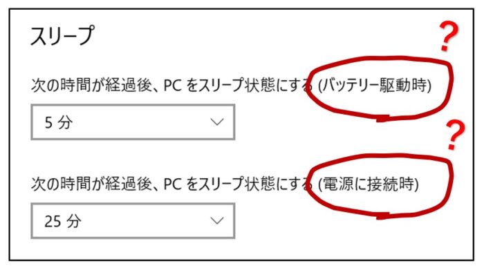 バッテリー駆動時と電源接続時の違い