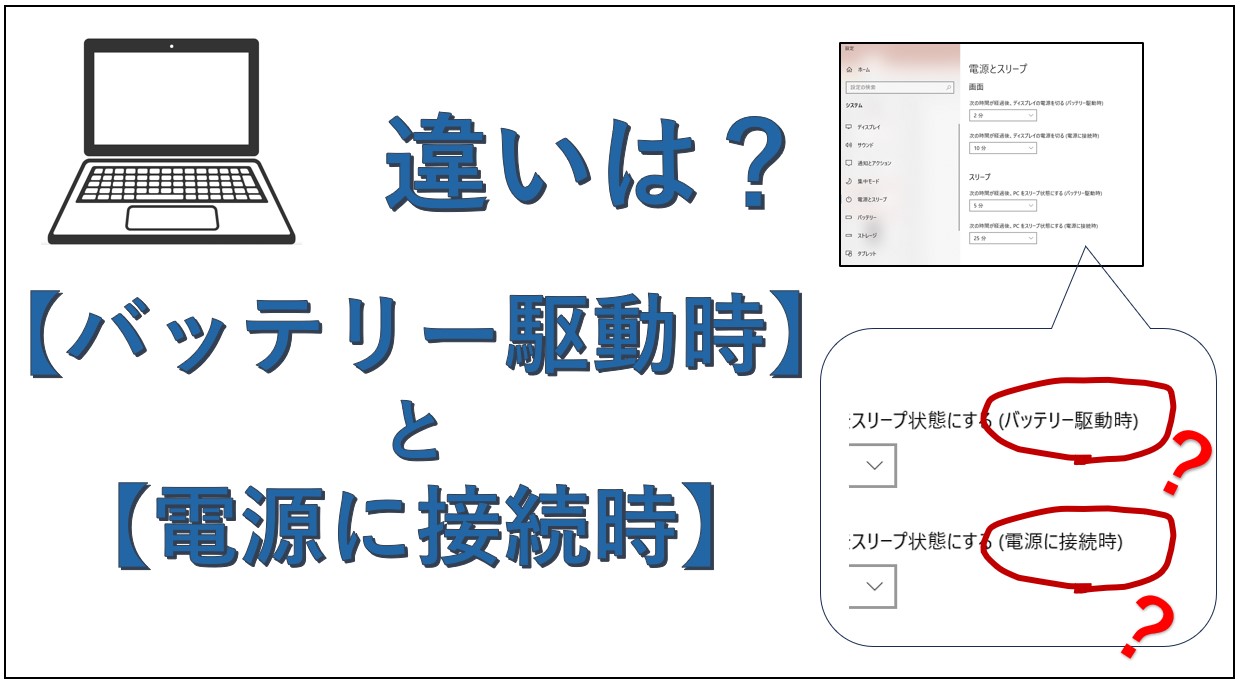 バッテリー駆動時と電源接続時の違い