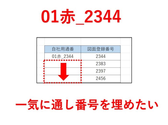 excel文字列と数値をつなげて通し番号を振る